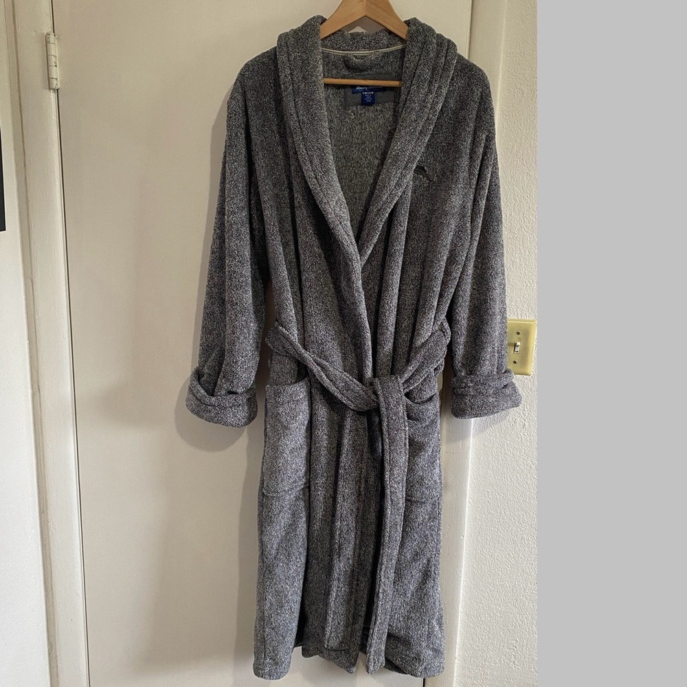 Tommy Bahama Gray Plush Robe Men’s S/M Soft Cozy Fleece Pocket Belted Loungewear